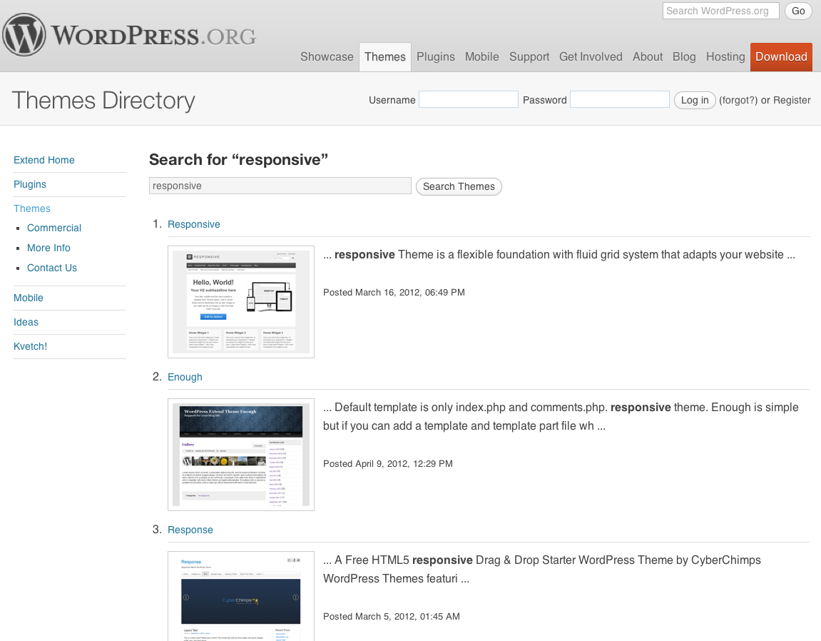 WordPress - responsive themes